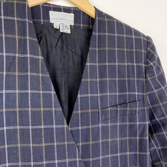 Vintage 90's Linen-Blend Plaid Double Breasted Blazer - Picture 11 of 13